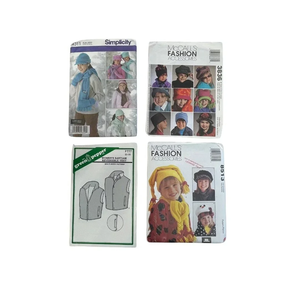 Simplicity McCalls Lot Hats Mittens Scarves Vest Sew Pattern Winter Weather Gear